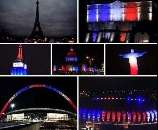 圖】巴黎恐攻後，諸多國家以法國國旗三顏色點亮地標，台北101也將與世界同步，將在今(14)日下午5時30分，以紅白藍燈光點亮101，表示對這起事件的哀悼。